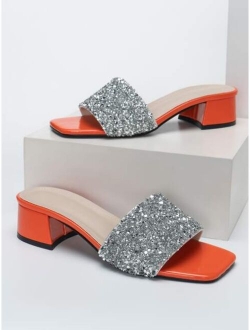 Sequin Decor Chunky Mules