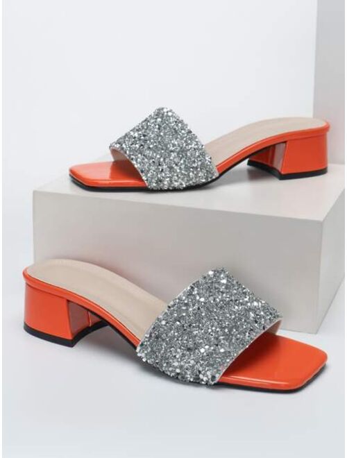 Shein Sequin Decor Chunky Mules