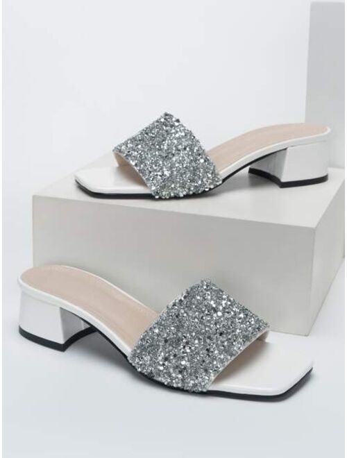 Shein Sequin Decor Chunky Mules