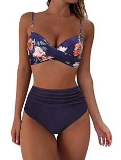 Women Twist High Waisted Bikini Sexy Push Up Two Piece Swimsuits