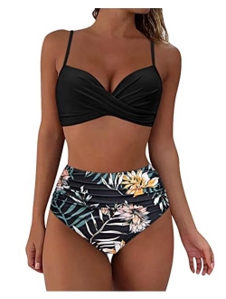 Women Twist High Waisted Bikini Sexy Push Up Two Piece Swimsuits