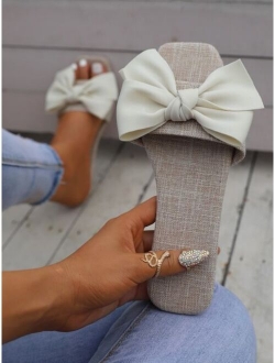 Bow Decor Slide Sandals