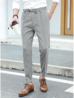 Men Slant Pocket Tie Front Pants