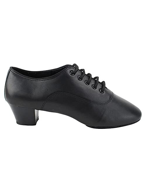 Very Fine Dancesport Shoes - Men's Latin & Rhythm Ballroom Dance Shoes - S417 Black Leather - 1.5 inch Heel & Wood Handle Shoe Brush