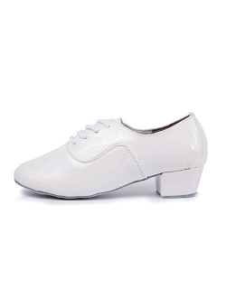 HROYL Little Boy/Big Kids/Men Dance Shoes Leather lace-up Ballroom Shoes for Latin Tango Salsa Dance Performence Shoes Z-238