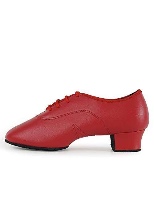 HROYL Little Boy/Big Kids/Men Dance Shoes Leather lace-up Ballroom Shoes for Latin Tango Salsa Dance Performence Shoes Z-238