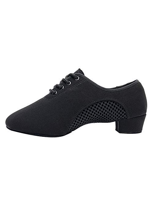 HROYL Little Boy/Big Kids/Men Dance Shoes Leather lace-up Ballroom Shoes for Latin Tango Salsa Dance Performence Shoes Z-238