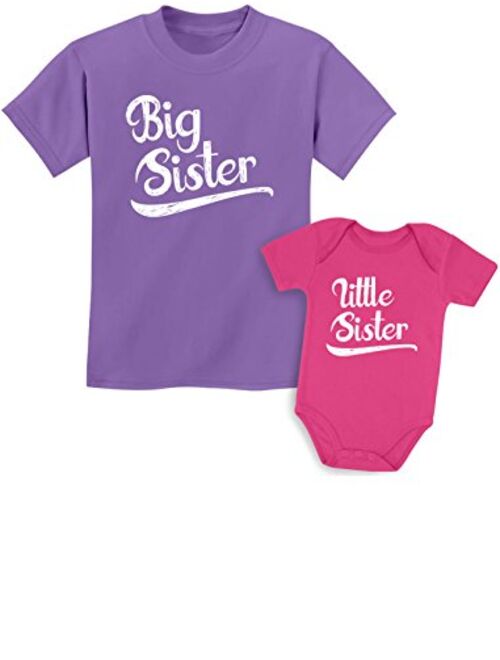 Tstars Big Sister Little Sister Matching Outfits Shirt Gifts Girls Newborn Baby Set