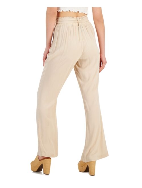 Rewash Juniors' Split-Hem Belted Pants