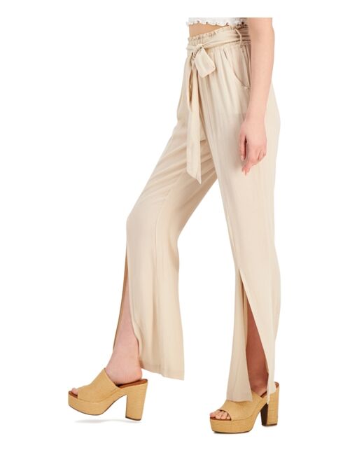 Rewash Juniors' Split-Hem Belted Pants