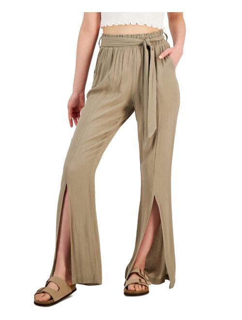 Rewash Juniors' Split-Hem Belted Pants