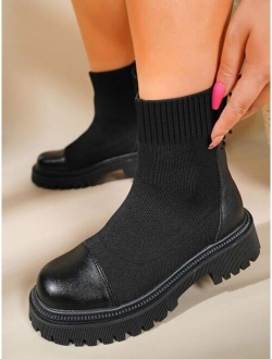 Minimalist Slip On Knit Boots