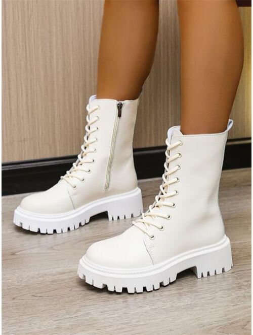 Shein Side Zip Combat Boots