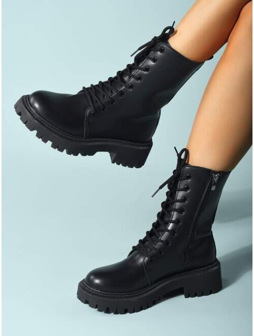 Shein Side Zip Combat Boots