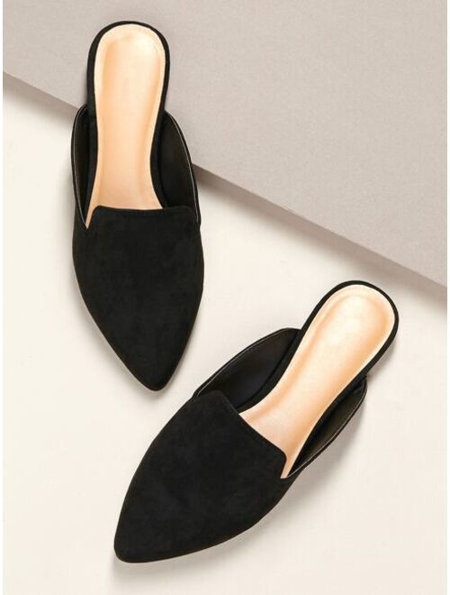 Shein Faux Leather Notched Slip-On Mules