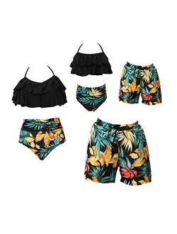 Ciycuit Family Swimsuits Matching Set Palm Leaves Print Bathing Suit Swimwear