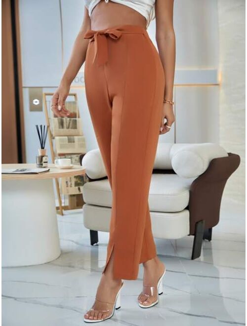 Shein Tie Front Split Hem Pants