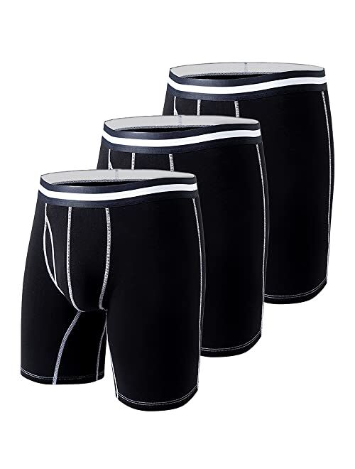 Buy Ait fish Men's Long Leg Boxer Briefs Cotton Underwear with Fly ...