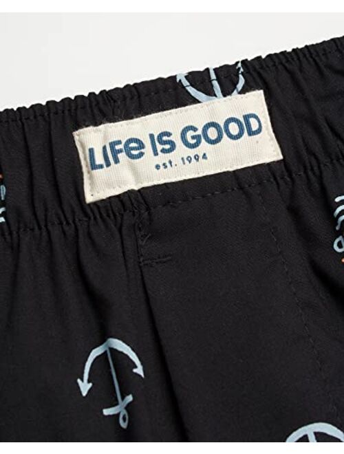 Life is Good Mens Underwear Cotton Woven Boxers with Fly (3 Pack)