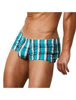 LBJTAKDP Mens Underwear Plaid Trunks Shorts with Pouch Bulge Enhancing Boxer Brief Bikini Comfortable Soft Breathable Sexy