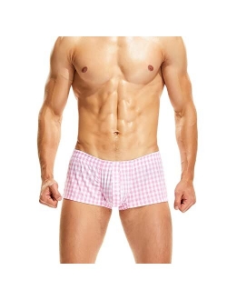 LBJTAKDP Mens Underwear Plaid Trunks Shorts with Pouch Bulge Enhancing Boxer Brief Bikini Comfortable Soft Breathable Sexy