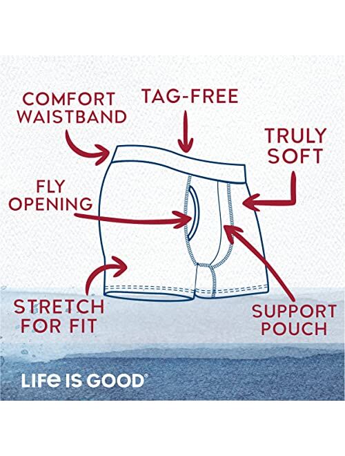 Life is Good Men's Underwear - Super Soft Boxer Briefs (6 Pack)