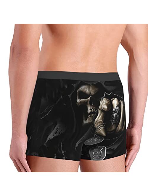 SKETVNHR Grim Reaper Dark Death Ghost Men Boxer Briefs Mens Underwear Novelty Gifts Cotton Stretch Comfort Soft