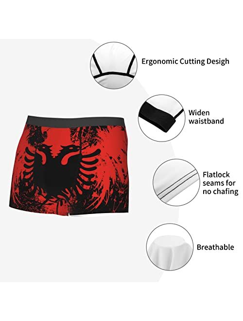 PPFINE Albanian Flag Boxer Briefs Men's Underwear Breathable Comfort Shorts Trunks Waistband Underpants S-XXL