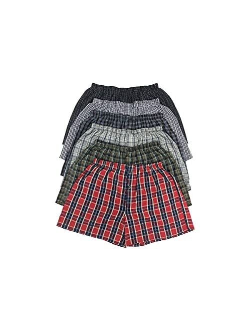 Generic 8 Pack Men's Checker Plaid Woven Shorts Assorted Boxers Cotton Blend Trunks Underwear