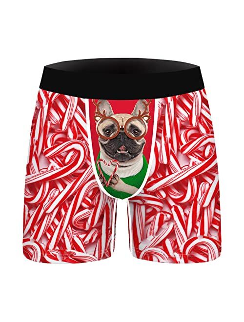 CLEEYYS Mens Athletic Shorts Men Casual Stretch Fit Printed Breathable Boxer Shorts Mens Boxers Underwear Slim Fit Pants