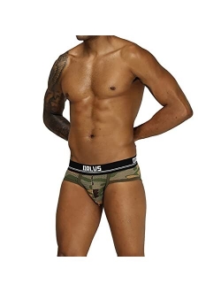 Coopserbil Garter Belts Colorblock Breathable Mesh Comfortable Camouflage Cotton Low Men's Briefs Waist Intimates