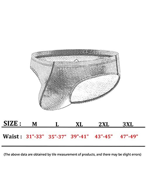 JAO JAO JAO UY Mens Underwear Briefs Ice Silk Breathable Bulge Enhancing Low Rise Briefs Underwear Pack for Men