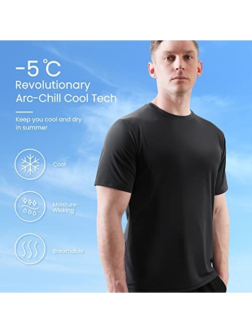 Elegear Men's T-Shirts Cooling Shirts Short Sleeve Tee Stretch Breathable Mens Undershirts Crewneck