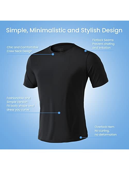 Elegear Men's T-Shirts Cooling Shirts Short Sleeve Tee Stretch Breathable Mens Undershirts Crewneck