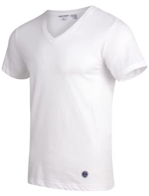 Life is Good Men's Undershirts - Soft Breathable V-Neck T-Shirt (3 Pack)