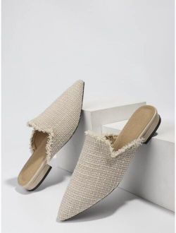 Raw Trim Point Toe Flat Mules