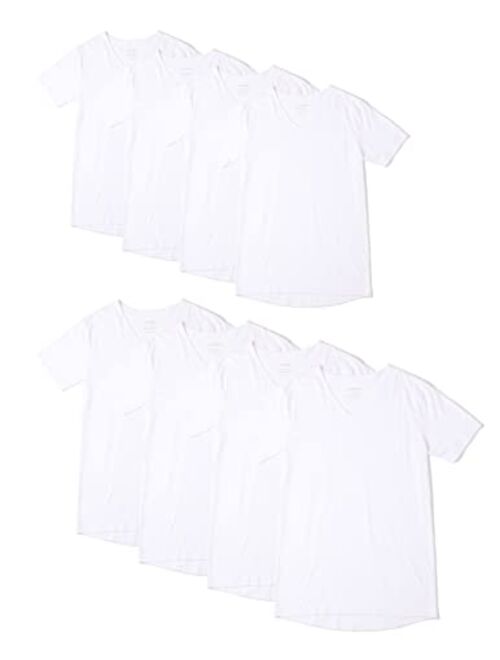 Comfneat Men's 8-Pack White Premium Soft 100% Cotton Undershirts V-Neck T-Shirts