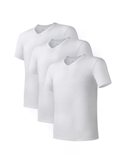 Men's Cotton Undershirts Tagless V Neck Plain T Shirts ComfortSoft Classic Tees 3 Pack