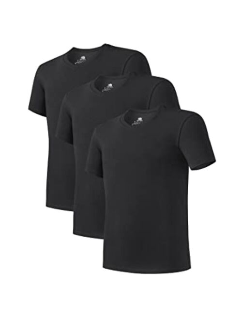 DAVID ARCHY Men's Cotton Undershirts Tagless V Neck Plain T Shirts ComfortSoft Classic Tees 3 Pack