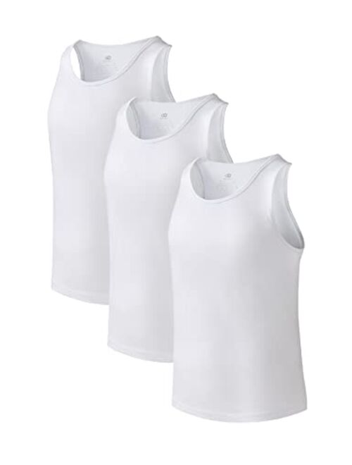 DAVID ARCHY Men's Undershirts Cotton Tank Top Crew Neck Sleeveless T Shirts for Men Breathable Basic Shirts Tees in 3 Pack