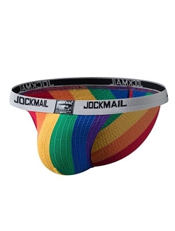 JOCKMAIL Mens Briefs Underwear Cotton Rainbow Men Sport Underwear for Gym Sport Wide Belt Comfort Men Underwear