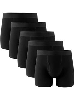 POPKOK Mens Underwear Cotton Boxer Briefs with Fly 5 Pack