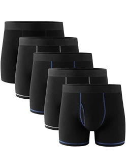 POPKOK Mens Underwear Cotton Boxer Briefs with Fly 5 Pack