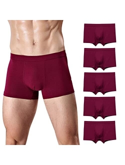 AMZCHPC Men's Boxer Briefs Cotton Underwear Red Stretch Trunk 5Pack