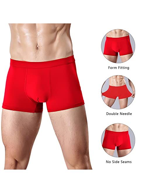 AMZCHPC Men's Boxer Briefs Cotton Underwear Red Stretch Trunk 5Pack