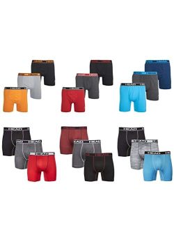 HEAD Mens Performance Boxer Briefs - 6-Pack Mystery Colors Stretch Underwear Breathable No Fly Up to Size 5X