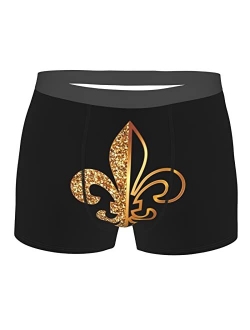 PPFINE Fleur De Lis Golden Glitter Boxer Briefs Men's Underwear Breathable Comfort Shorts Trunks Waistband Underpants S-XXL