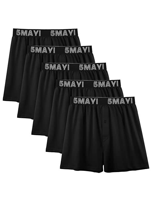 5Mayi Mens Underwear Boxer Soft Cotton Knit Mens Boxer Shorts Underwear Men Pack of 5