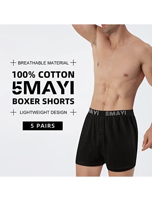 5Mayi Mens Underwear Boxer Soft Cotton Knit Mens Boxer Shorts Underwear Men Pack of 5