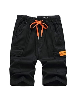 LOKTARC Boys Cargo Shorts Elastic Waist Multi Pocket Contrast Summer Shorts